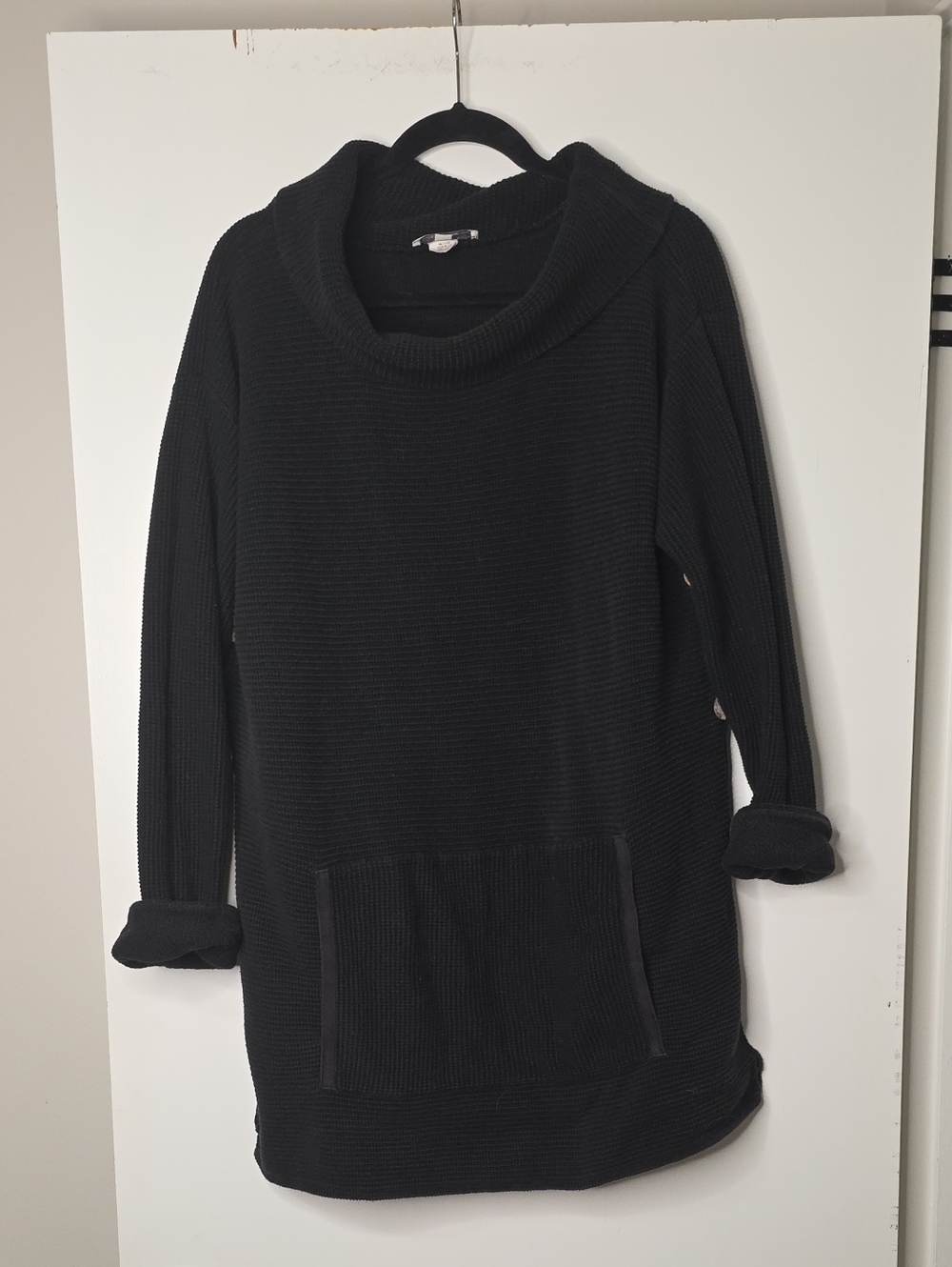 Women's Black Cowl Neck Longline Sweater Tunic